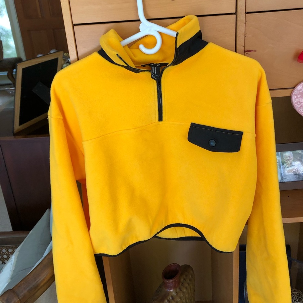 Bright yellow cropped quarter zip